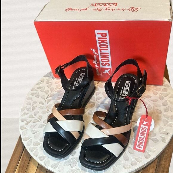 Pikolinos $180 Teulada Wedge Sandals | Multicolor Leather Straps | Size EU 36 Ne - Picture 3 of 13